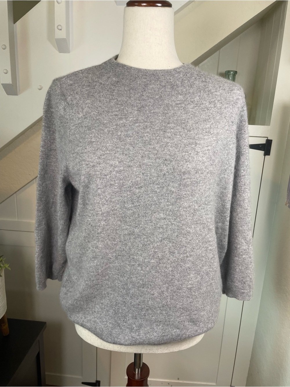 Talbots Grey Pure 100% Cashmere Crewneck Sweater L